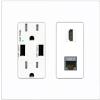 RiteAV HDMI and Cat7 Ethernet Wall Plate - USB Charger Outlet [Screwless White] view 1