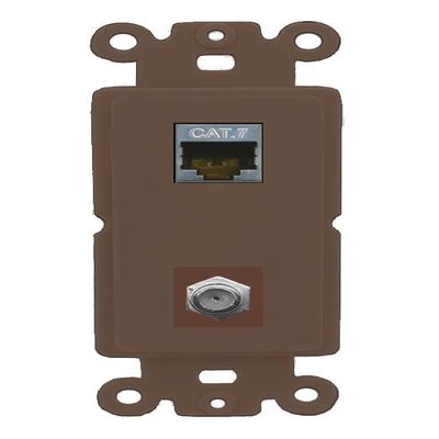 RiteAV Coax and Cat7 Wall Plate - Rocker [Brown/Brown]