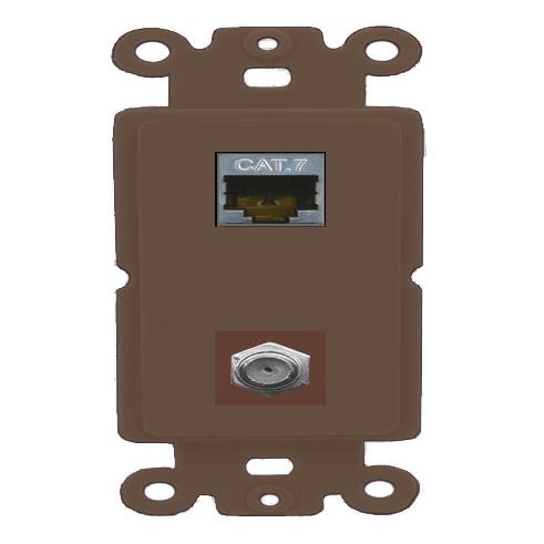 RiteAV Coax and Cat7 Wall Plate - Rocker [Brown/Brown]