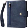 KAVJU Case for iPhone 14/14 Max/14Pro/14Pro Max, Large Capacity Doka Zipper Wallet Phone Case, PU Leather Case with Card Holder Kickstand Wrist Strap Magnetic Closure (Color : Blue, Size : 14 6.1") view 1