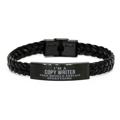 Mugart I'm a Copy Writer that Should Explain Everything Copy Writer Braided Leather Bracelet Gifts, Sarcasm Copy Writer Coworker Birthday Gifts for Friend Gag Gifts for Copy Writer