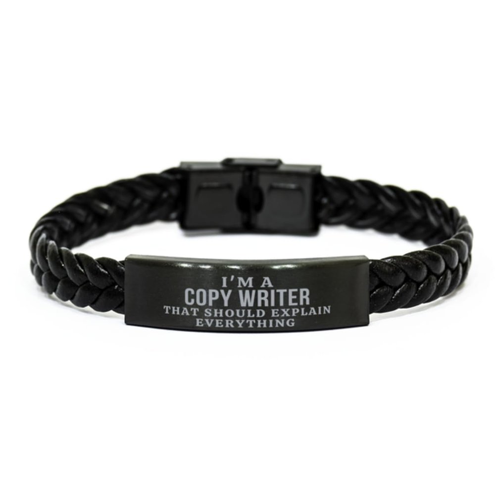 Mugart I'm a Copy Writer that Should Explain Everything Copy Writer Braided Leather Bracelet Gifts, Sarcasm Copy Writer Coworker Birthday Gifts for Friend Gag Gifts for Copy Writer
