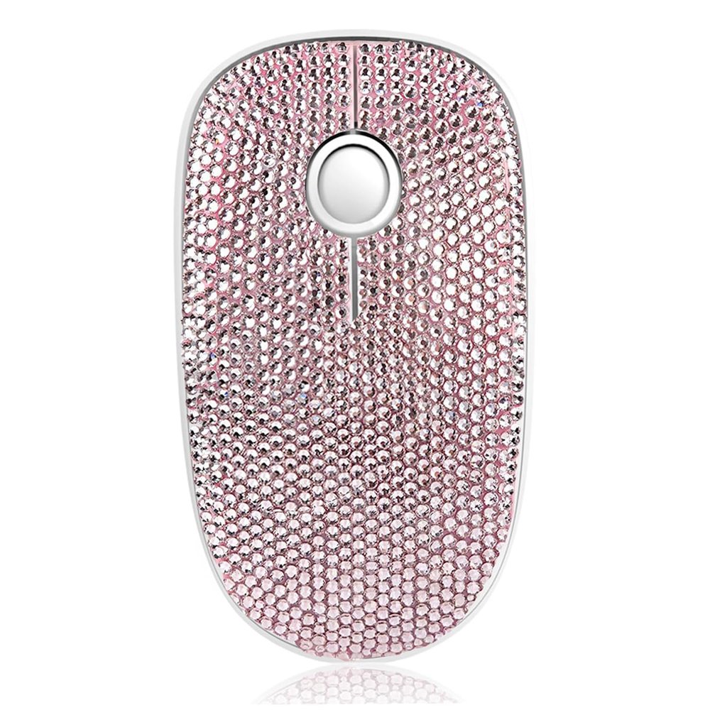 Luxury Bling Crystal Rhinestone Wireless Mouse - 2.4G Silent Wireless Mouse with Nano Receiver 1600 DPI Precise Control for Notebook Computer PC Laptop MacBook - Pink