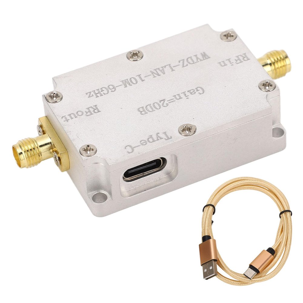 Professional Low Noise Amplifier LNA 10M-6GHz 20dB Gain High Flatness RF Amplifier for FM Radio Signal Booster with SMA Connector DC5V Powered