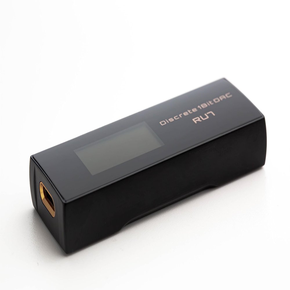 CAYIN RU7 Portable USB DAC/Amp Dongle with 1-Bit Resistive Ladder DAC, DSD64/128/256 Support, OLED Screen, and Included Leather Case