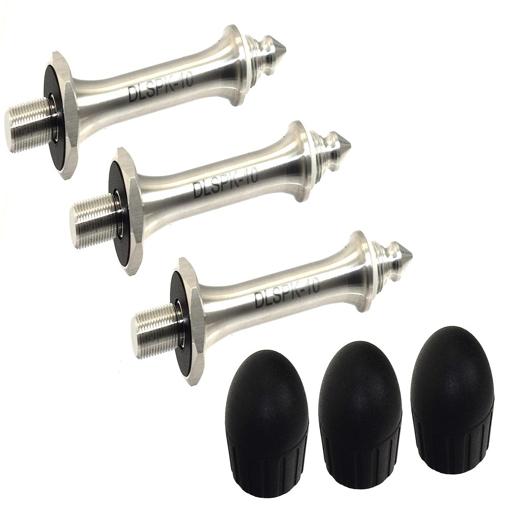 Set of 3 10mm Thread 91mm Stiletto Spike Feet Rustproof SS Stainless Steel Compatible with Sirui 10mm Tripod 3/8" Universal w Removable Covers Saltwater Safe