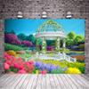 VIDMOT Spring Flower Background 7x5ft Garden Floral Pavilion Background for Bridal Shower Wedding Party Decor Country Blooming Flowers White Fence Backdrop Photography Studio Set Props BJXTVV135 view 2