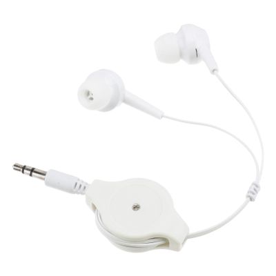 SWOOMEY Retractable Headphones Retractable Headset 3.5mm Earphone Headphone wrap Ear Headphones Wired Earbuds Ear Buds Wired Noise Cancelling Ear Buds Mushroom Head Noise Reduction White
