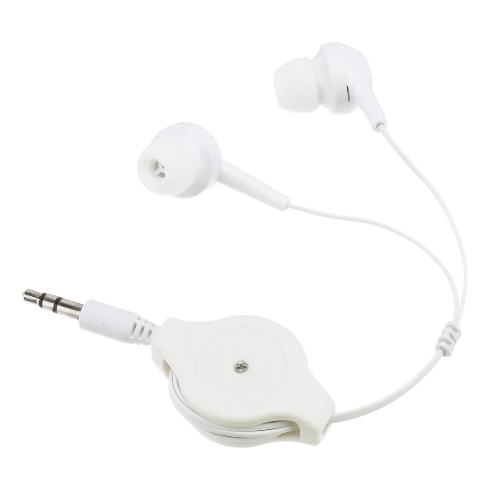 SWOOMEY Retractable Headphones Retractable Headset 3.5mm Earphone Headphone wrap Ear Headphones Wired Earbuds Ear Buds Wired Noise Cancelling Ear Buds Mushroom Head Noise Reduction White
