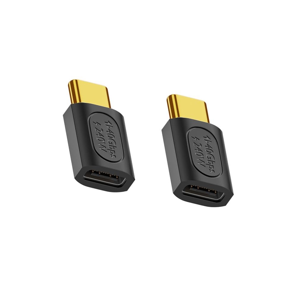Kework USB 4.0 Type C Coupler 2 Pack, 40Gbps Bidirectional Extender, 240W PD Charging Connector, 8K@60Hz Video, Male to Female Extension Adapter Connector Compatible for Thunderbolt 4/3, Gaming Laptop