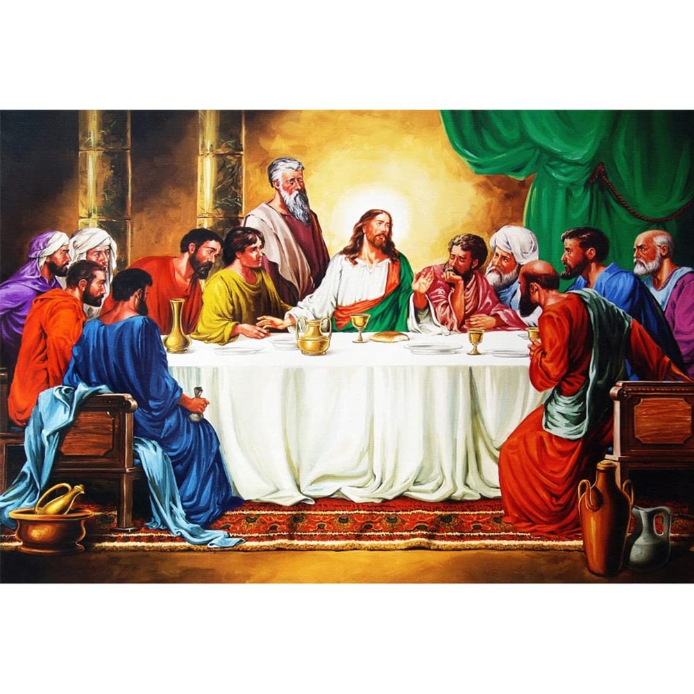 DORCEV 12x10ft The Last Supper Backdrop Christ Jesus with Twelve Apostles Photography Background The Savior and His Disciples Wallpaper Christian Church Events Props Lord Prayer Belief Wall Art Decor