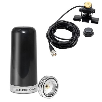 Anina 3DB Gain GMRS Antenna NMO Mount Dual-Band UHF VHF 136-174MHz 400-470MHz, Adjustable NMO Antenna Lip Mount Bracket, Mount Cap, UHF PL259 RG58 Coaxial Cable