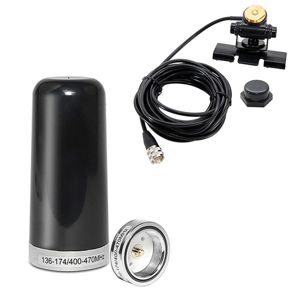 Anina 3DB Gain GMRS Antenna NMO Mount Dual-Band UHF VHF 136-174MHz 400-470MHz, Adjustable NMO Antenna Lip Mount Bracket, Mount Cap, UHF PL259 RG58 Coaxial Cable