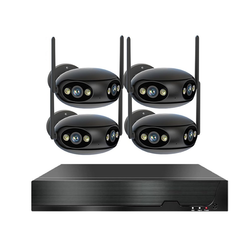 8MP POE 180 Degree Wide Angle Security Camera System with 8 Dual Lens Cameras, 4K Home Surveillance NVR Kit with Two Way Audio, Color Night Vision, Motion Detection (4CH)