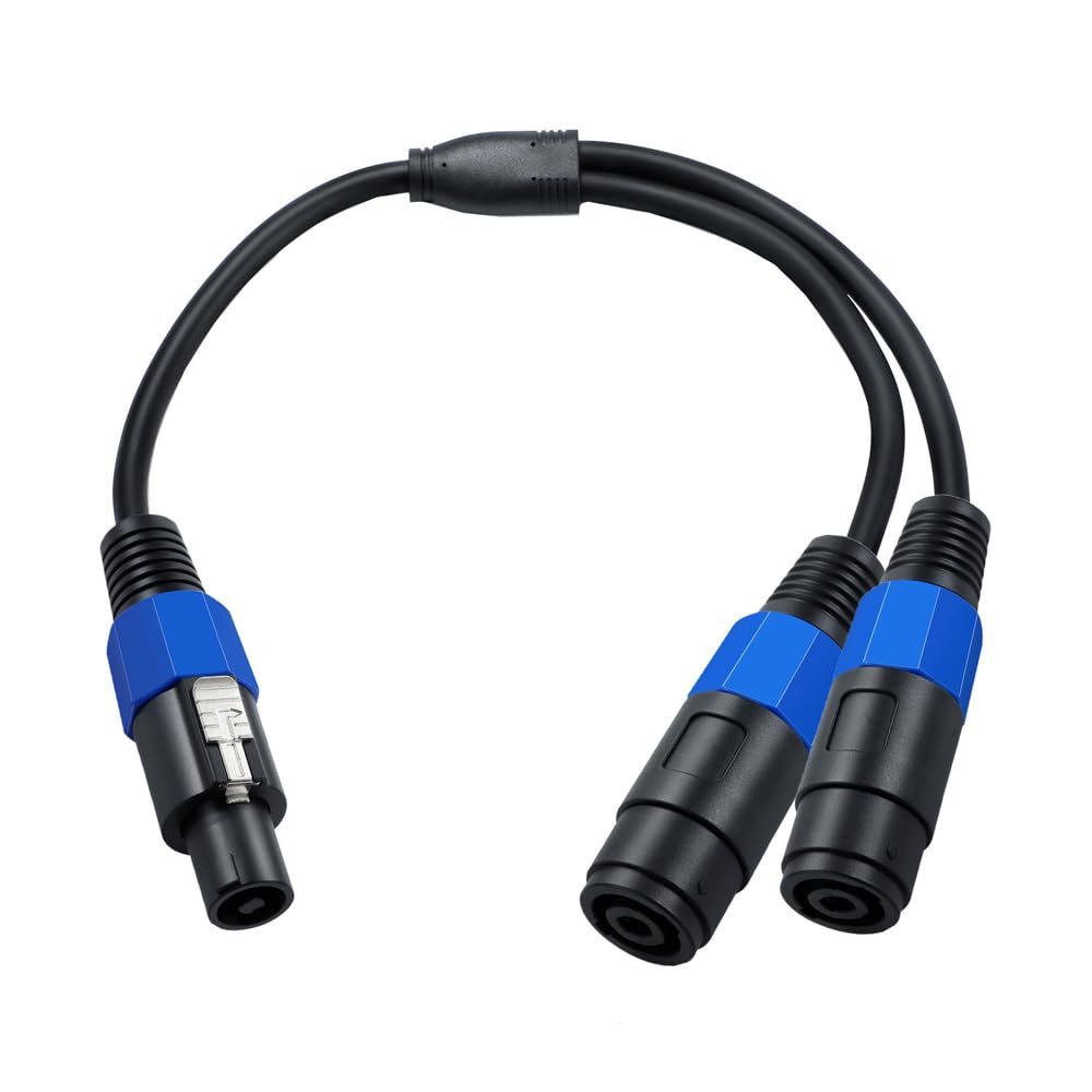 Kework 0.5 Meter Twist Lock Speakon Speaker Cable, 2 Conductor 22 AWG Copper, 1 Male to 2 Female Plug Splitter Extension Cable for Pro DJ PA Gig Stage Speaker Monitor