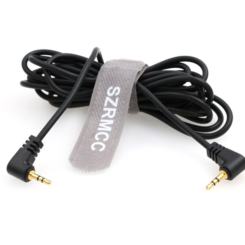 SZRMCC 2.5mm LANC Remote Control Cable Right Angle 2.5mm to 2.5mm Male Coiled Audio Extension Power Cable for Zoom PXW-FS5 Handgrip Blackmagic URSA Mini (Straight Cable)