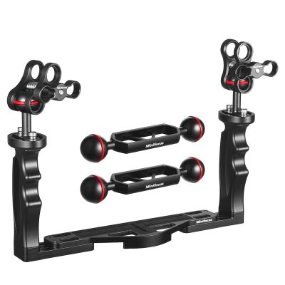 MINIFOCUS Underwater Camera Handle Tray Bracket & 5" Double Ball Aluminum Alloy Extension Arm