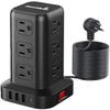 15FT USB C Power Strip Surge Protector Tower, Mini Power Strip Tower Travel 12 AC 4 USB Power Strip with USB Ports, Overload Protection for Home Office view 1