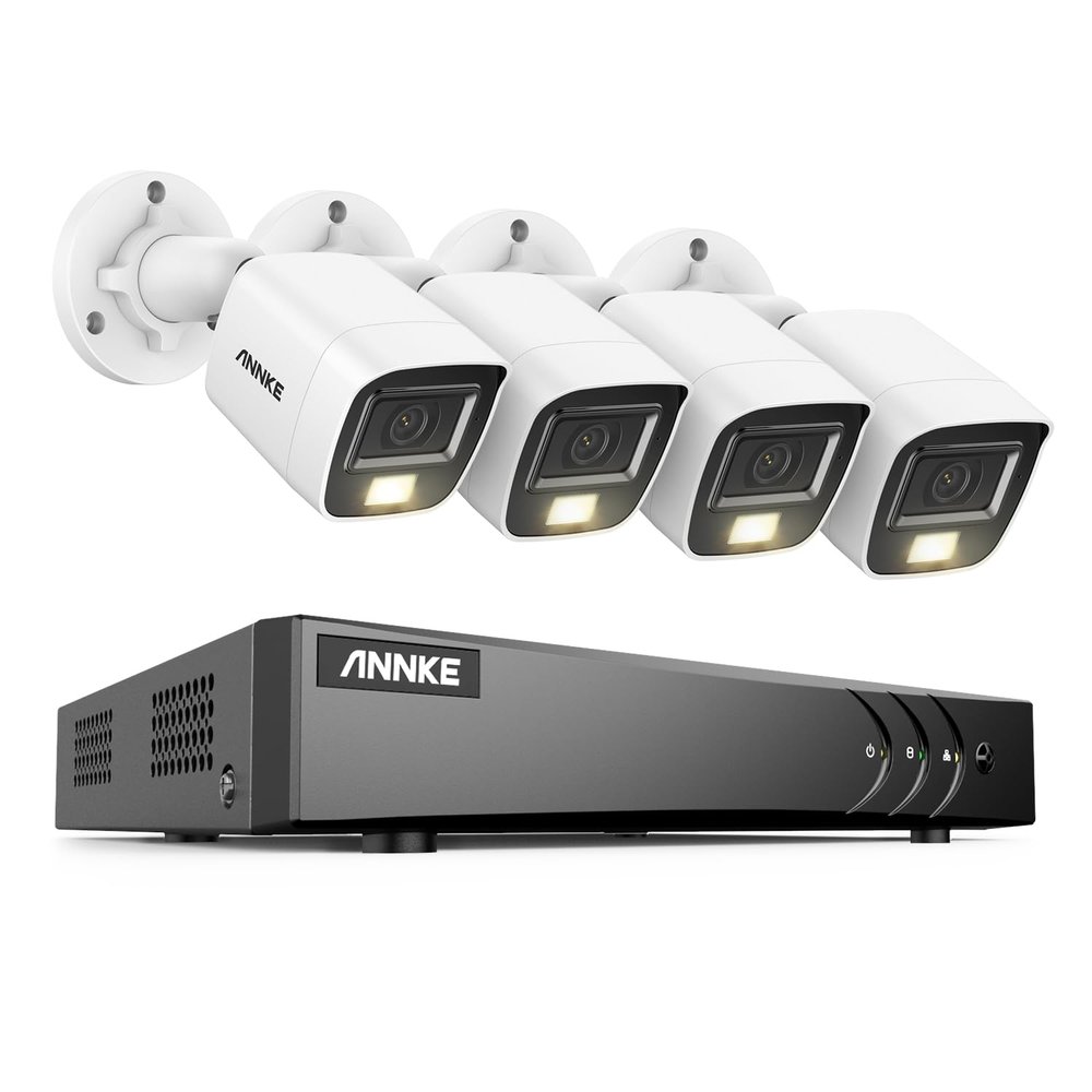 ANNKE Home Security System, 3K Lite 16 Channel Security Video Recorder with 4 3K Built-in Mic Cameras, AI Human/Vehicle Detection for Home Business Surveillance