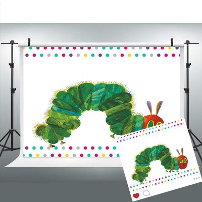 Caterpillar Theme Party Photography Backdrop, 7x5FT, Rainbow Color Insect Cartoon Kids Boy Girl Cake Table Banner Background, Photo Booth Studio Props BJMYLU403
