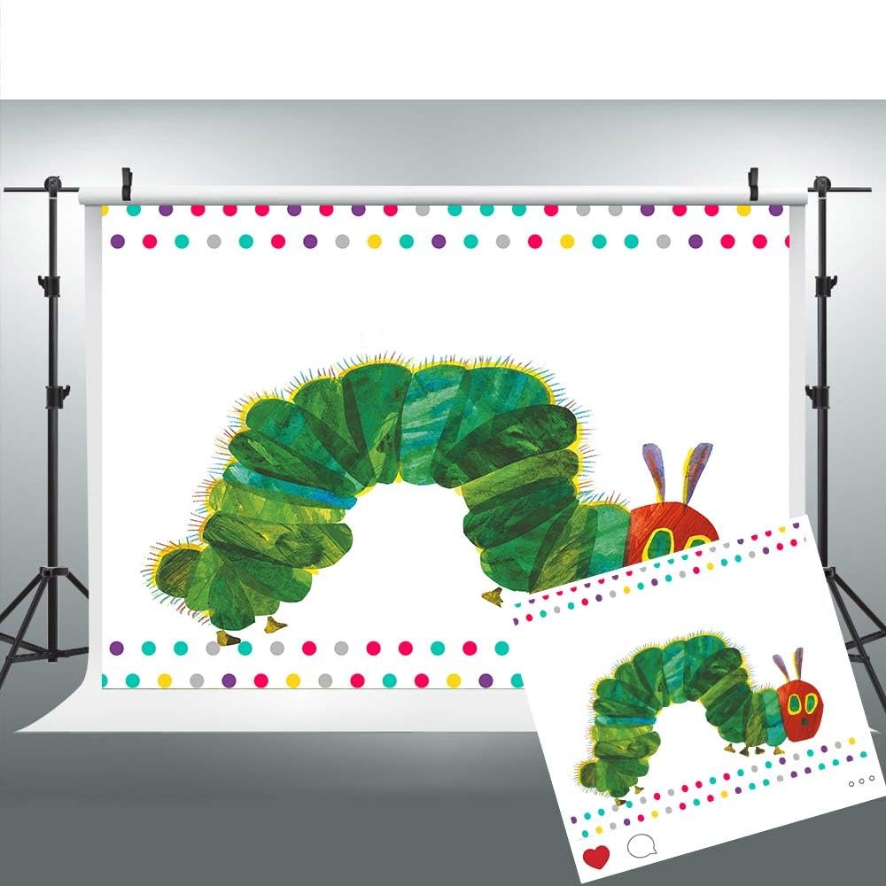 Caterpillar Theme Party Photography Backdrop, 7x5FT, Rainbow Color Insect Cartoon Kids Boy Girl Cake Table Banner Background, Photo Booth Studio Props BJMYLU403