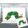 Caterpillar Theme Party Photography Backdrop, 7x5FT, Rainbow Color Insect Cartoon Kids Boy Girl Cake Table Banner Background, Photo Booth Studio Props BJMYLU403 view 1