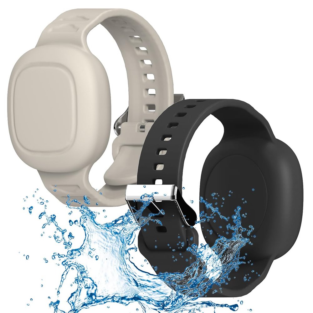 Silicone Case for Tile Mate Waterproof, Kids Wristband Holder, Adjustable Hidden Bracelet for Kids/teen/Elderly (Black+Oatmeal)