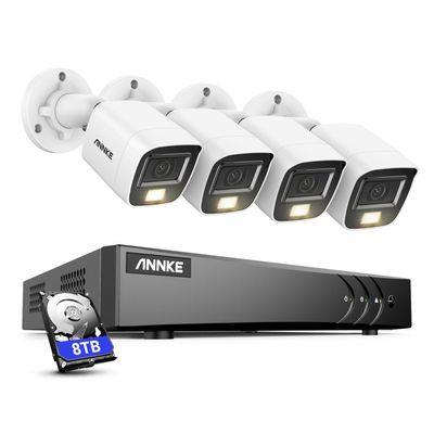 ANNKE Home Security System, 3K Lite 16 Channel Security Video Recorder with 4 3K Built-in Mic Cameras and 8TB Hard Drive, AI Human/Vehicle Detection for Home Business Surveillance