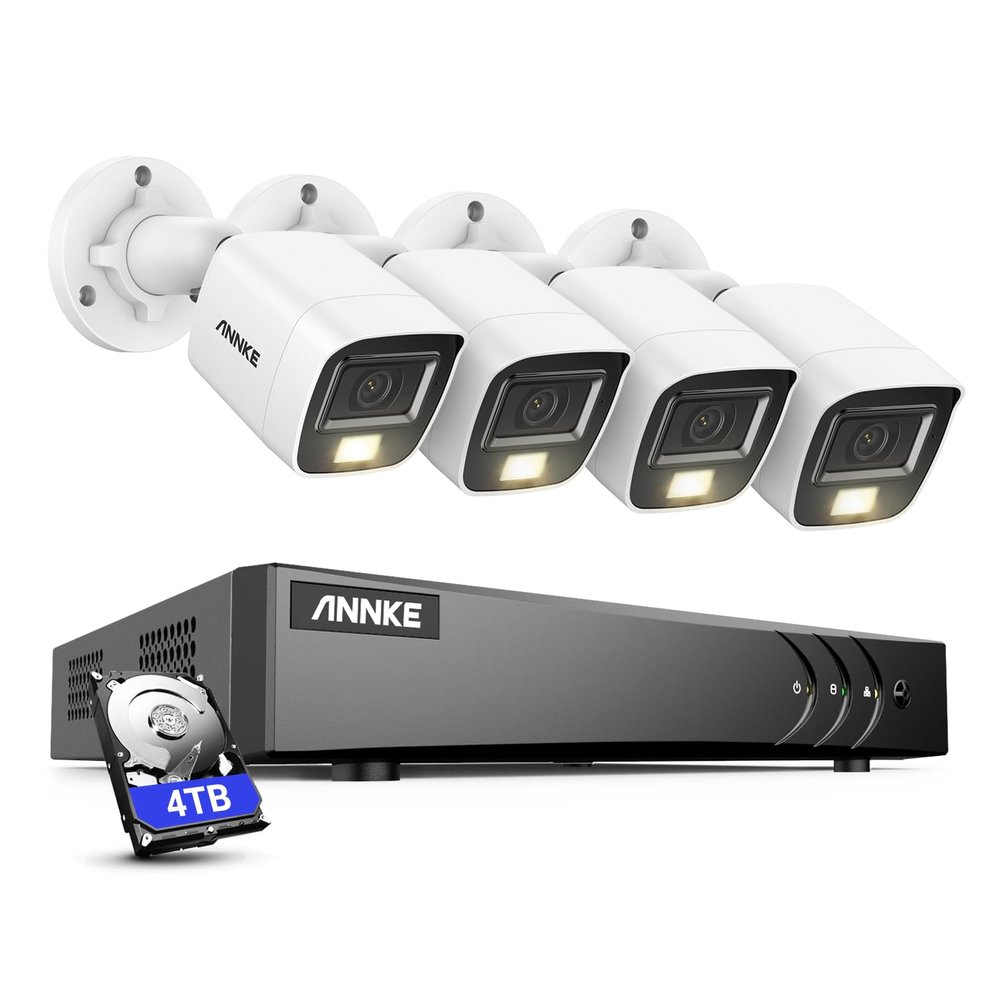 ANNKE Home Security System, 3K Lite 16 Channel Security Video Recorder with 4 3K Built-in Mic Cameras and 4TB Hard Drive, AI Human/Vehicle Detection for Home Business Surveillance