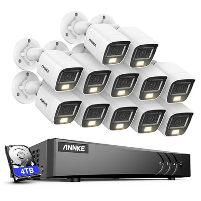 ANNKE Home Security System, 3K Lite 16 Channel Security Video Recorder with 12 3K Built-in Mic Cameras and 4TB Hard Drive, AI Human/Vehicle Detection for Home Business Surveillance