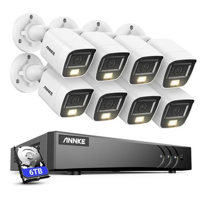 ANNKE Home Security System, 3K Lite 16 Channel Security Video Recorder with 8 3K Built-in Mic Cameras and 6TB Hard Drive, AI Human/Vehicle Detection for Home Business Surveillance
