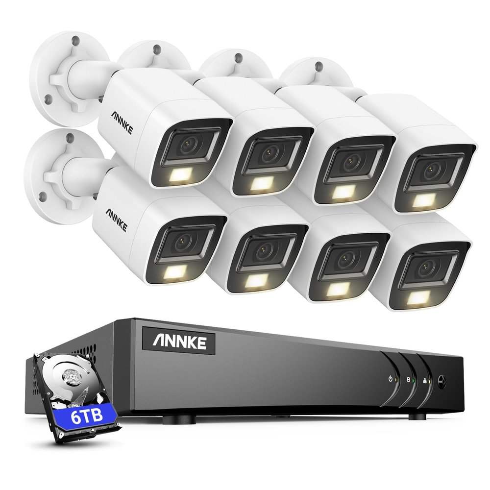 ANNKE Home Security System, 3K Lite 16 Channel Security Video Recorder with 8 3K Built-in Mic Cameras and 6TB Hard Drive, AI Human/Vehicle Detection for Home Business Surveillance