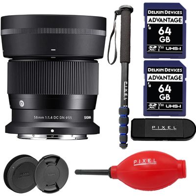 Sigma 56mm f/1.4 DC DN Contemporary Lens for Nikon Z Mount with Advanced Accessory & Travel Bundle | 351973 | Sigma 56mm Nikon Z Lens