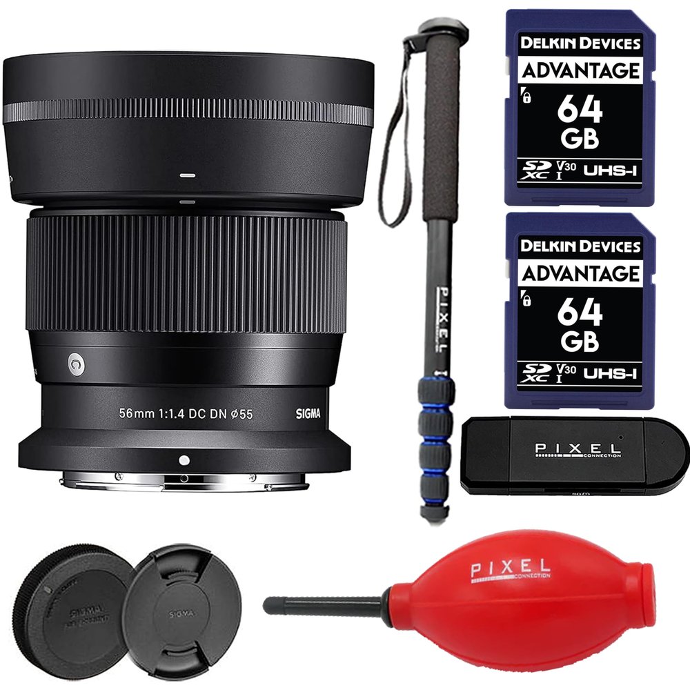 Sigma 56mm f/1.4 DC DN Contemporary Lens for Nikon Z Mount with Advanced Accessory & Travel Bundle | 351973 | Sigma 56mm Nikon Z Lens