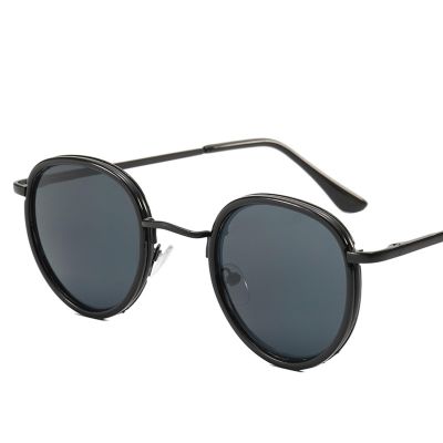 EkeNoz Fashion Round Frame Men Sunglasses Outdoor Metal Photo Decorative Sunglasses (Color : A, Size : 1)