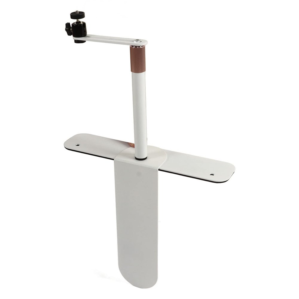 Focket Projector Stand, Adjustable 24CM to 40CM 360 Degree Rotation Bedside Sofa Stand, Saves Space Organize Wires Bed Headboard Desktop Stand for Presentations, Home Cinema, 1/4in Thread (White)