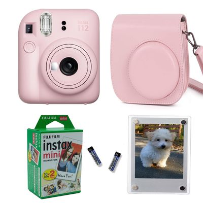 Fujifilm Instax Mini 12 Instant Camera + Pro Design Protective Case & Magnetic Lucite Frames, 20 Sheets (Blossom Pink)