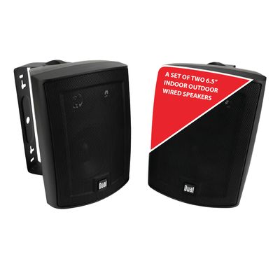 Dual Electronics LU63PB 6.5" 3-Way High Performance Outdoor Indoor Wired Speakers | Effortless Set Up | Home, Pool, Patio, Garage Use | Weather Resistant | Expansive Stereo Sound Coverage | Black