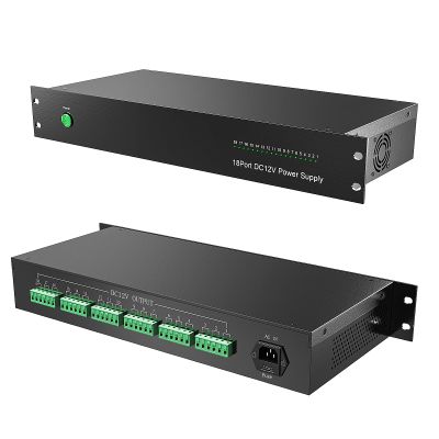 ENS 18 Channel Rack Mountable CCTV Power Supply Box, 1.5U - 12V DC Output, 18CH, 20 A, PTC Resettable Fuse- Regulated and Filtered - Surge Protected - Security Cameras, DVR/NVR Surveillance System