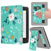 VORI Stand Case for 6" All-New Kindle 11th Generation 2024/2022 Release, Premium PU Leather Protective Sleeve Cover with Hand Strap, Auto Sleep/Wake and Back Cover Adsorption, Green Flower view 1