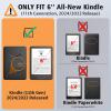 VORI Stand Case for 6" All-New Kindle 11th Generation 2024/2022 Release, Premium PU Leather Protective Sleeve Cover with Hand Strap, Auto Sleep/Wake and Back Cover Adsorption, Green Flower view 2