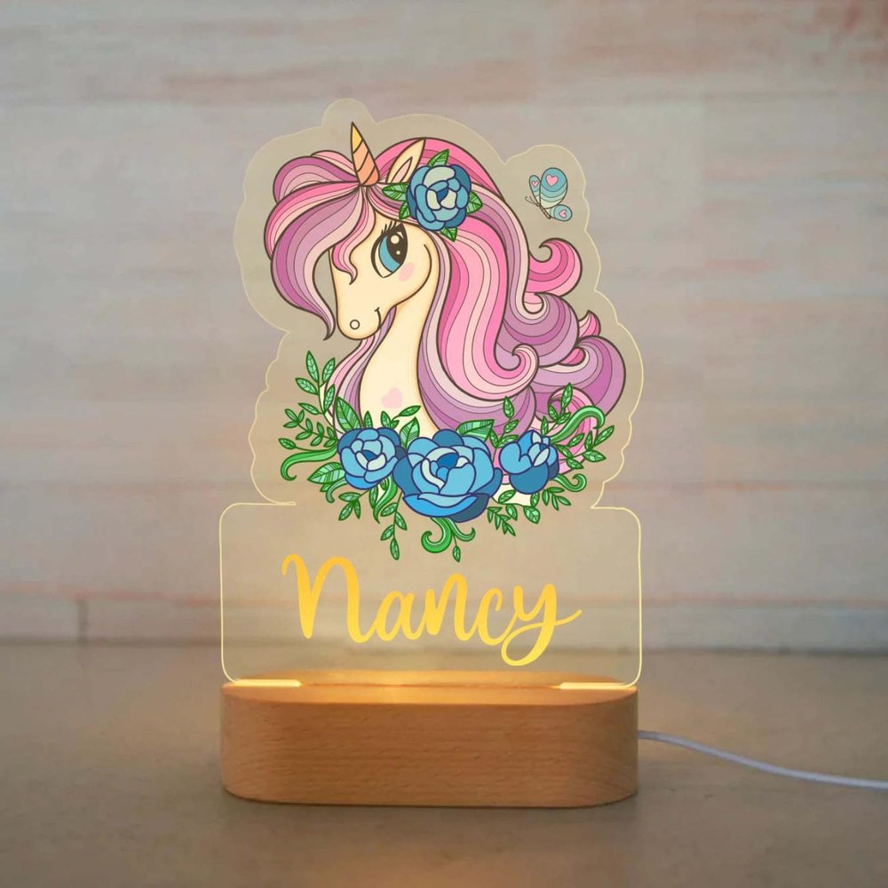 FIMIONAS Personalized Night Light for Kids Custom Name Animal Led Unicorn Baby Lamp for Nursery Decor Kid's Bedroom Birthday Christmas Gifts for Boys Girls(07 Cartoon Unicorn)