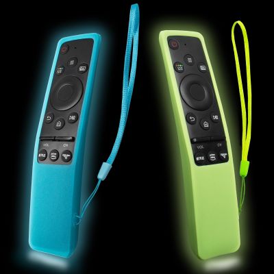 2 Pack Remote Cover for Samsung, Silicone Protective Case for Samsung Smart TV Remote Controller BN59 Series Shockproof Anti-Slip Remote Case Glow in The Dark (Glow Green + Blue)