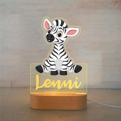 FIMIONAS Personalized Night Light for Kids Custom Name Animal Led Zebra Baby Lamp for Nursery Decor Kid's Bedroom Birthday Christmas Gifts for Boys Girls(10 Cartoon Zebra)