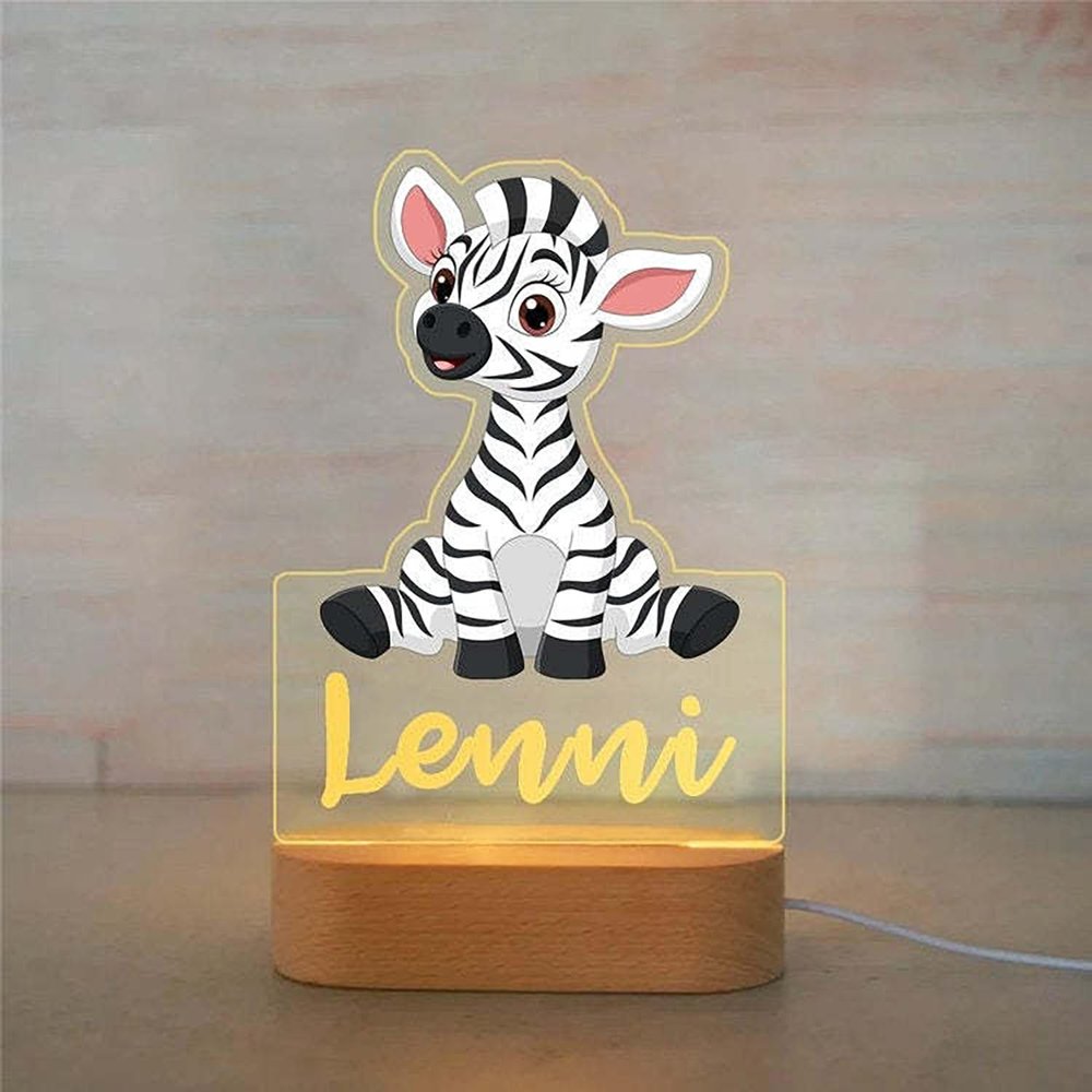 FIMIONAS Personalized Night Light for Kids Custom Name Animal Led Zebra Baby Lamp for Nursery Decor Kid's Bedroom Birthday Christmas Gifts for Boys Girls(10 Cartoon Zebra)
