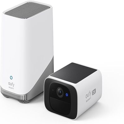 eufy security S220 SoloCam with HomeBase 3,Solar Security Camera, Wireless Outdoor Camera, Continuous Power, 2K Resolution, Wireless, 2.4 GHz Wi-Fi, No Monthly Fee, HomeBase 3 Compatible