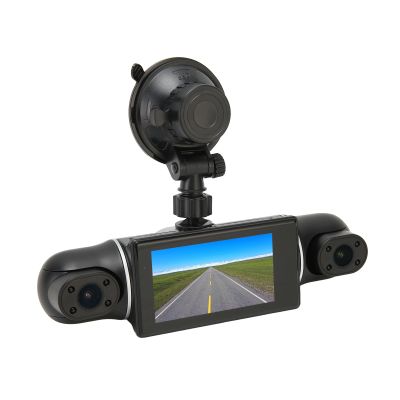 3 Channel Dash Cam Front and Rear, 1080P FHD Dashboard Camera Car Recorder with 3 Display, IR Night Vision, 360 Panoramic, Motion Detection, Auto On Or Off