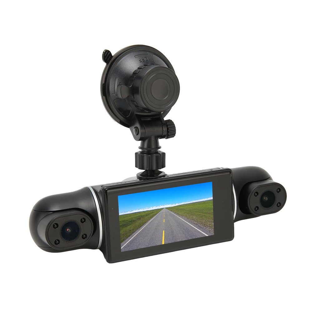 3 Channel Dash Cam Front and Rear, 1080P FHD Dashboard Camera Car Recorder with 3 Display, IR Night Vision, 360 Panoramic, Motion Detection, Auto On Or Off