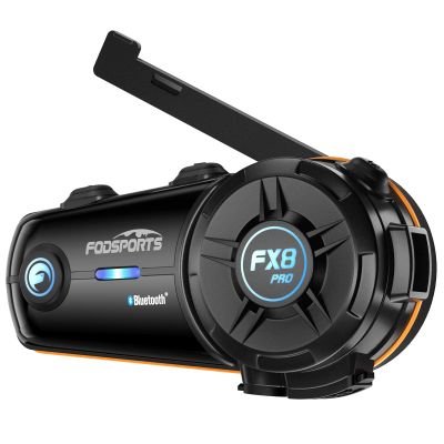 Fodsports FX8 Pro Motorcycle Communication Systems with Customized HRSQS Speakers, Dual-Chip Audio Multitasking, One-Click Fast Pairing, Music Sharing, FM 10 Riders Group Intercom, 1 Pack
