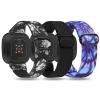 TOYOUTHS 3 Packs Compatible with Fitbit Sense/Sense 2/Versa 3/Versa 4 Bands Women Men Elastic Adjustable Nylon Fabric Strap Scrunchies Solo Loop Stretchy Bracelet Wristband, Black+Grey Floral+Tie Dye view 1